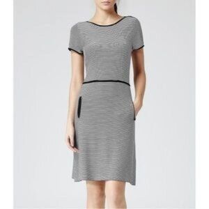 Reiss BENTON Striped Cap Sleeve Dress - Small